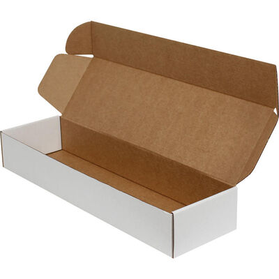 Kilitli Beyaz Mikro Oluklu Karton Kutu 43,5x15x7 cm.