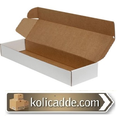 Kilitli Beyaz Karton Kutu 43.5x15x7 cm-KoliCadde