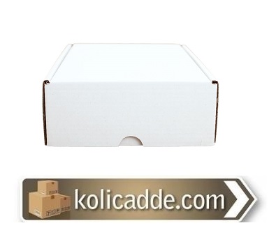 Beyaz Kilitli Karton Kutu 25x16x10-KoliCadde