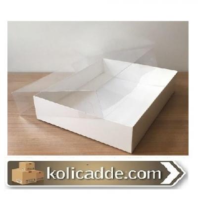 Asetat Kapaklı Beyaz Karton Kutu 20x25x5 cm-KoliCadde