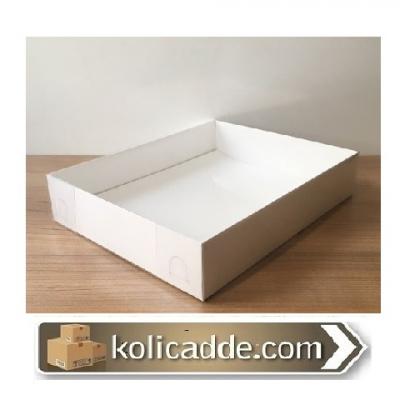 Asetat Kapaklı Beyaz Karton Kutu 20x25x5 cm-KoliCadde