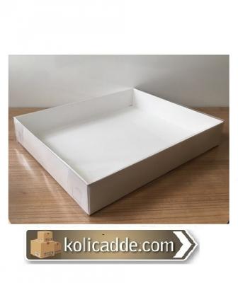 Büyük Beyaz Asetat Kutu 25x30x5 cm-KoliCadde