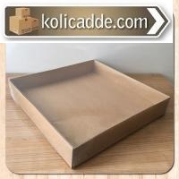 Asetat Kapaklı Kraft Karton Kutu 35x35x7 cm.-KoliCadde