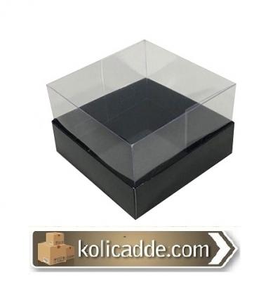 Asetat Kapaklı Siyah Kutu 10x10x6 cm-KoliCadde