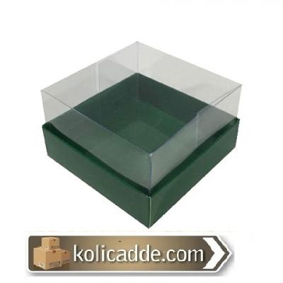 Asetat Kapaklı Yeşil Kutu 10x10x6 cm-KoliCadde