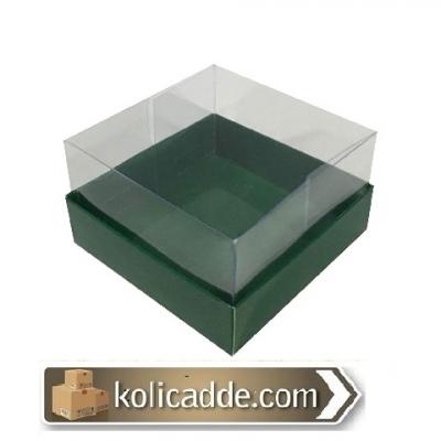 Asetat Kapaklı Yeşil Kutu 10x10x6 cm
