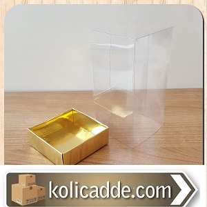 Asetat Kapaklı Gold Metalize Kutu 5,5x5,5x14 cm.-KoliCadde