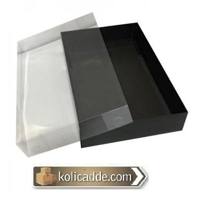 Asetat Kapaklı Siyah Kutu 26x40x6.5 cm-KoliCadde