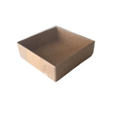 Amerikan Kraft Karton Asetat Kapaklı Kutu 8x8x3 cm-KoliCadde