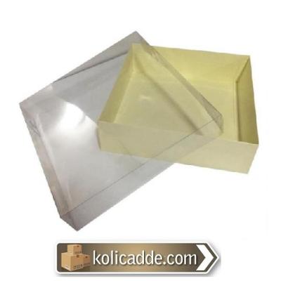 Asetat Kapaklı Krem Karton Kutu 35x35x7 cm.-KoliCadde