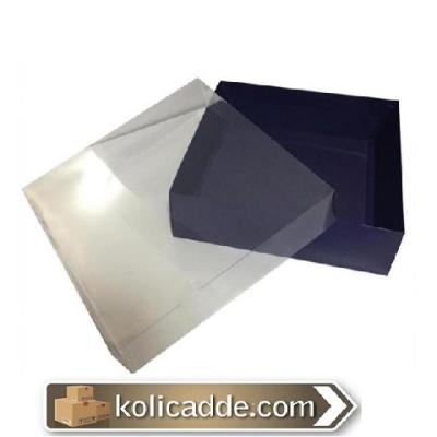 Asetat Kapaklı Lacivert Karton Kutu 35x35x7 cm.-KoliCadde