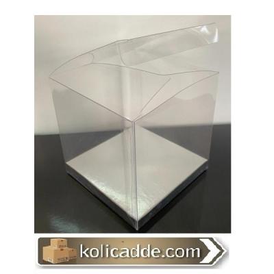 Altı Gümüş İç Yükseltici Karton Üstü Otomatik Asetat Kutu 9x9x10 cm