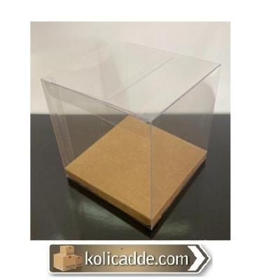 Altı Kraft İç Yükseltici Karton Üstü Otomatik Asetat Kutu 9x9x10 cm-Ko