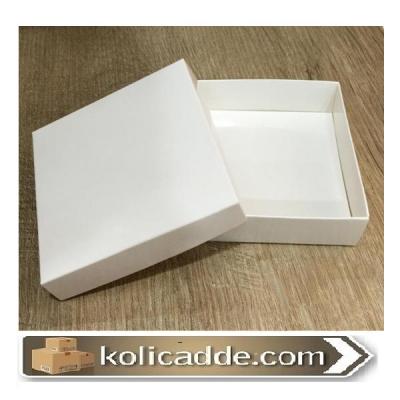 Karton Kapaklı Beyaz Kutu 10x10x3 cm-KoliCadde