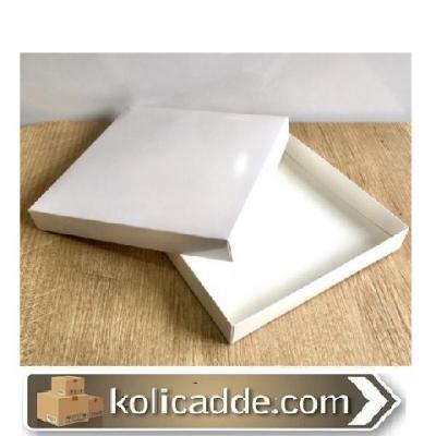 Karton Kapaklı Beyaz Kutu 20x20x3 cm-KoliCadde