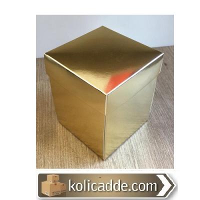 Gold Renk Komple Karton Kapaklı Kutu 10x10x12 cm