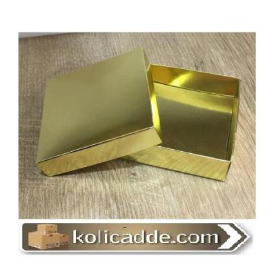 Karton Kapaklı Altın Kutu 10x10x3 cm-KoliCadde