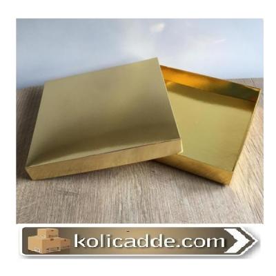 Karton Kapaklı Gold Kutu 20x20x3 cm-KoliCadde
