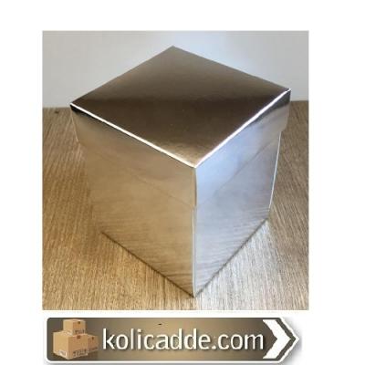 Gümüş Renk Komple Karton Kapaklı Kutu 10x10x12 cm