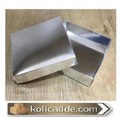 Karton Kapaklı Gümüş Kutu 10x10x3 cm