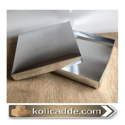 Karton Kapaklı Gümüş Kutu 20x20x3 cm-KoliCadde
