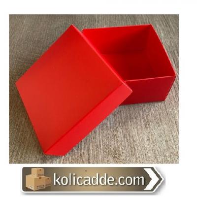 Karton Kapaklı Kırmızı Kutu 10x10x5 cm-KoliCadde