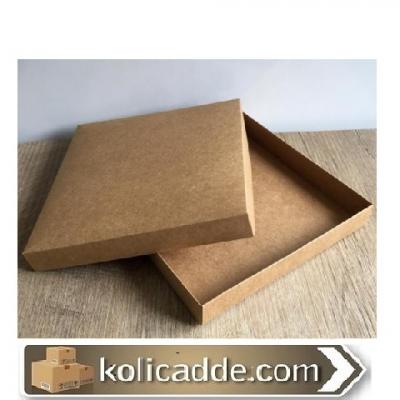 Karton Kapaklı Kraft Kutu 20x20x3 cm-KoliCadde