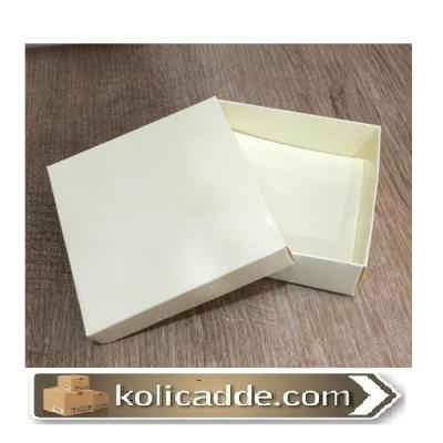 Karton Kapaklı Krem Kutu 10x10x3 cm-KoliCadde