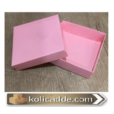 Karton Kapaklı Pembe Kutu 10x10x3 cm-KoliCadde