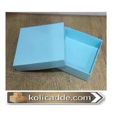 Karton Kapaklı Mavi Kutu 10x10x3 cm-KoliCadde
