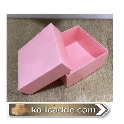 Karton Kapaklı Pembe Kutu 10x10x5 cm-KoliCadde