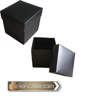 Siyah Renk Komple Karton Kapaklı Kutu 10x10x12 cm-KoliCadde