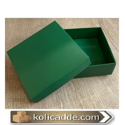 Yeşil Renk Komple Karton Kapaklı Kutu 10x10x3 cm-KoliCadde