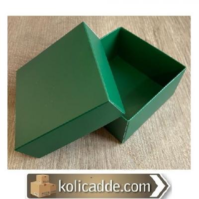 Karton Kapaklı Yeşil Kutu 10x10x5 cm-KoliCadde