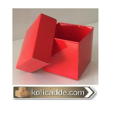 Metalize Kırmızı Komple Karton Kutu 6x6x6 cm-KoliCadde