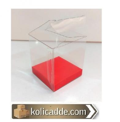 Mat Kırmızı İç Yükselticili Otomatik Asetat Kutu 5x5x6 cm-KoliCadde