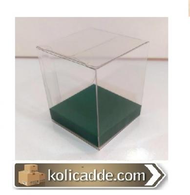 Mat Yeşil İç Yükselticili Otomatik Asetat Kutu 5x5x6 cm-KoliCadde