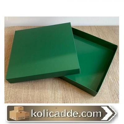 Karton Kapaklı Yeşil Kutu 20x20x3 cm-KoliCadde